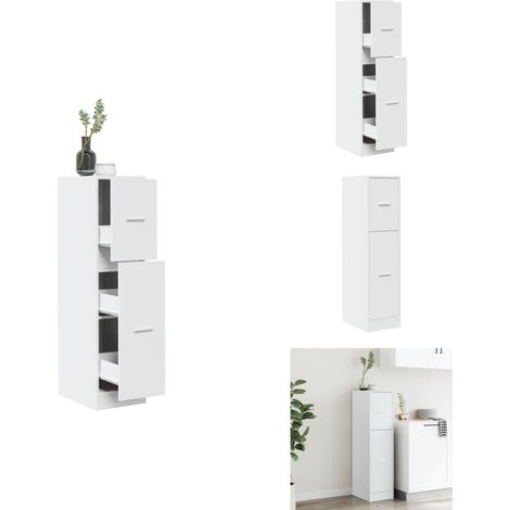 Armoire d'apothicaire blanc 30x41x118 cm bois d'ingénierie - Armoire D'apothicaire - Armoires D'apothicaire - Coffre D'apothicaire - Tiroir D'apothicaire (1/5)