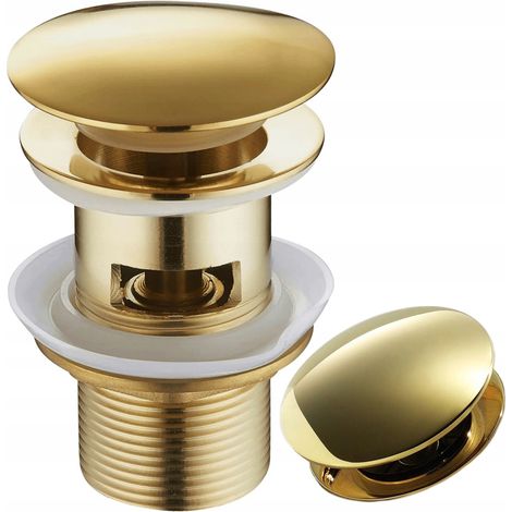 Goldener Klick-Klack-Automatikstöpsel für Waschbecken mit Überlauf (1/5)