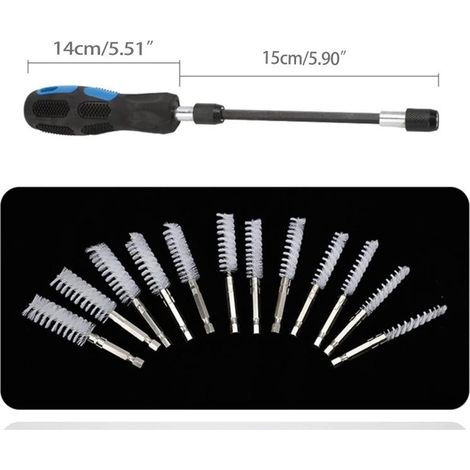 Ensemble de 38 brosses multifonctions pour le nettoyage, l'élimination de la rouille, le polissage et le meulage, avec fil d'acier, fil de nylon et fil de cuivre pour le nettoyage des tuyaux.