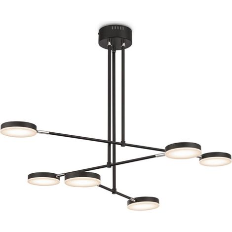 Lampadario A Sospensione Moderno Fad Metallo Nero Acrilico 6 Luci Led 40W (1/5)