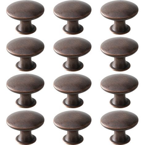 Juego de 12 tiradores para armarios, estilo vintage, redondos, de metal, para cocina y baño, 30 x 21 mm, cobre (1/4)