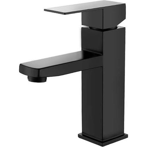 Grifo cuadrado de acero inoxidable 304, agua fría y caliente, para lavabos de baño, SK8102-2, negro 304 (1/5)
