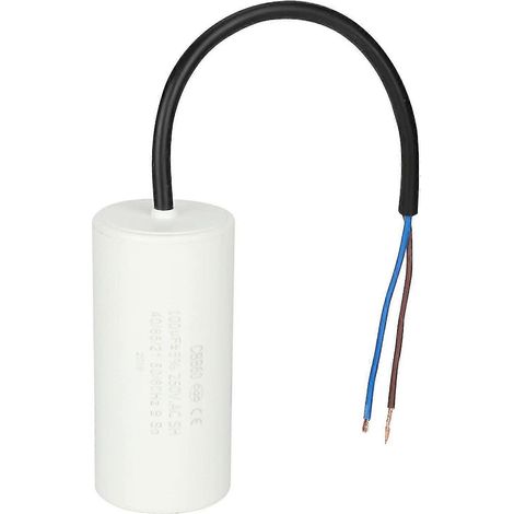 Condensateur de démarrage moteur Cbb60 en plastique blanc condensateur moteur avec protection contre les surcharges, compatible avec les moteurs de compresseur.