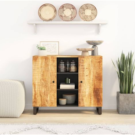 Buffet, Meuble de Rangement, Armoire de Cuisine avec 2 portes 90x33x75 cm bois massif de manguier RDS7387 (1/5)
