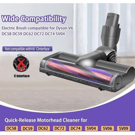 Bürstenkopf für Dyson V6 DC58 DC59 DC62 DC72 D74 SV04 SV06 SV09. Elektrische Bürste für Dyson V6 DC58 DC59 DC62 DC72 DC74. Staubsauger-Aufsatz für Dyson V6. Für Hartböden und Teppiche. (1/5)