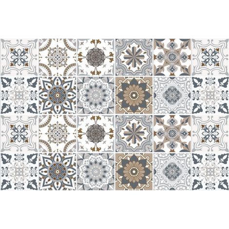Carrelage Adhésif 20x20 Style Industriel Credence Adhesive pour Cuisine Brique,24 Pcs Stickers Muraux Salle de Bains Cuisine Carrelage Adhesif Mural avec Motifs de Carrelage Dalle Pvc Adhesi (1/5)
