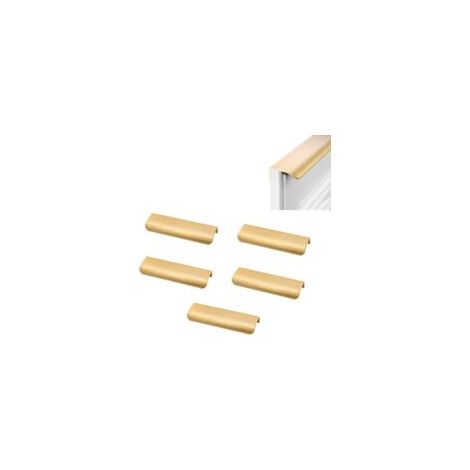 Poignées de meubles Sollbry dorées, lot de 5 poignées invisibles en aluminium, 150 mm, pour tiroirs, armoires, meubles à chaussures, etc. (1/4)