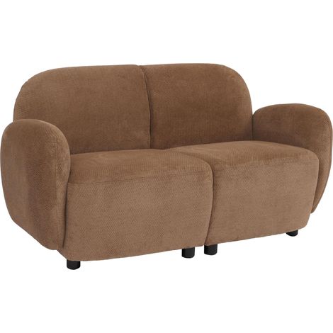 Canapé 2 places HWC-P33, canapé 2 places, tissu/textile chenille (330 g/m2) Oeko-Tex- marron