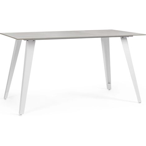 Arjeta Tisch 140x80x76 bianco, modernes Design, Marmor-Effekt