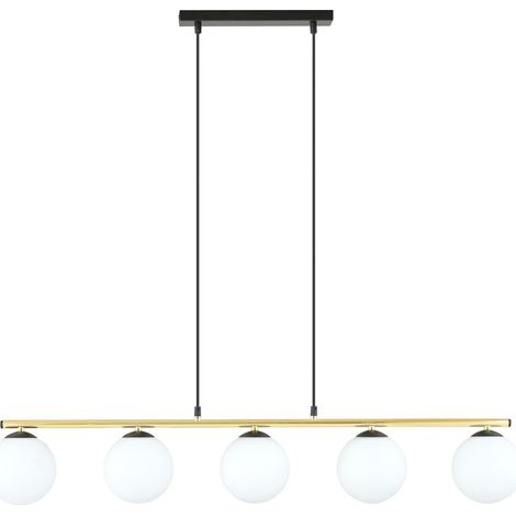 Lampada a Sospensione Allora, Acciaio verniciato a polvere, Vetro, Nero, Oro, Bianco, 105x100x14 cm (1/5)