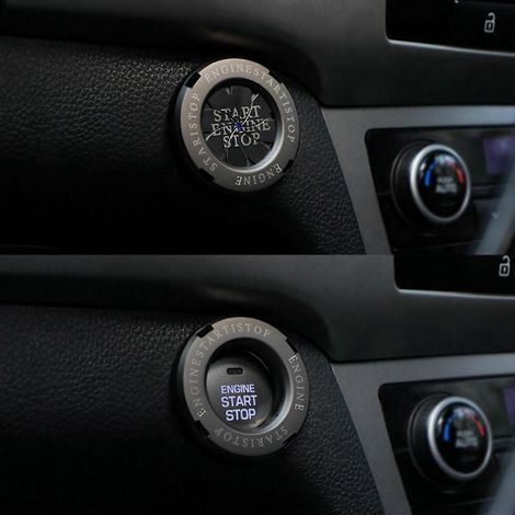 Cache-bouton de démarrage/arrêt de moteur de voiture, capuchon de protection rotatif décoratif pour interrupteur d'allumage (1/4)