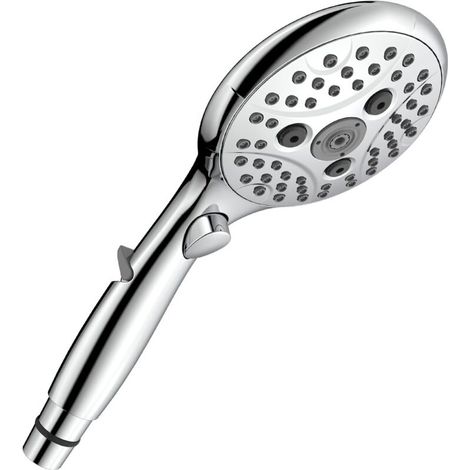Shower with water stop button, 7.3 l/min hand shower, 6 spray settings, on/off switch, universal water-saving function, chrome finish [GKS-AquaForge] (1/5)