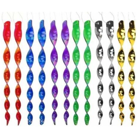 Repulsif Oiseaux, 12 Pièces Epouvantail Oiseaux Effaroucheur Oiseaux Spirale Vent Réfléchissant Spirale Rotatif Répulsif pour Effrayer Les Oiseau, 6 Couleurs (30CM) (1/4)