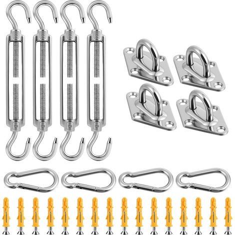 44Pcs M5 Tendeur Cable Acier Inoxydable, Kit de Fixation pour auvent de Jardin, Tendeur Fil Crochet Et Crochet, Réglable Polyvalent Tendeur Ridoir pour Pare-Soleil, Séchage des Vêtements, Tente (1/5)