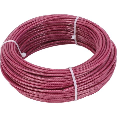 Kit de tendeurs à vis pour câbles métalliques – Treillis polyvalent pour voiles d'ombrage, vignes grimpantes et plantes – 30 m, 3 mm, violet (1/5)