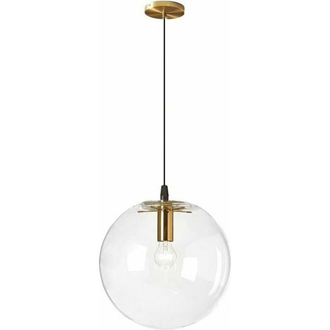 Luminaire Industrielle E27 Suspension Transparent Lampe Laiton Or Tête Interieur Lustre Suspension Salon (15cm) (1/4)