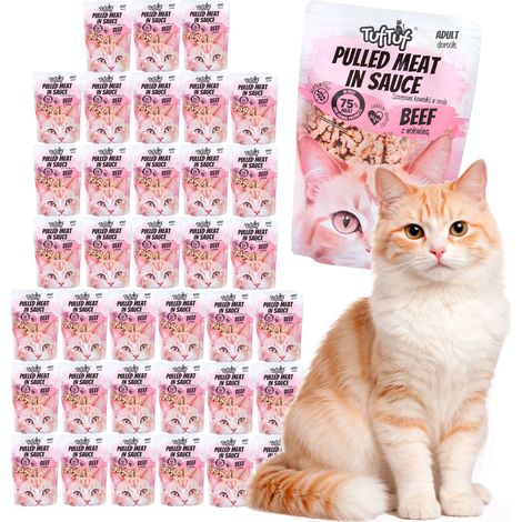 Pâtée pour chat TufTuf au bœuf, sachet de 40 x 100 g, morceaux de viande séchée (1/2)