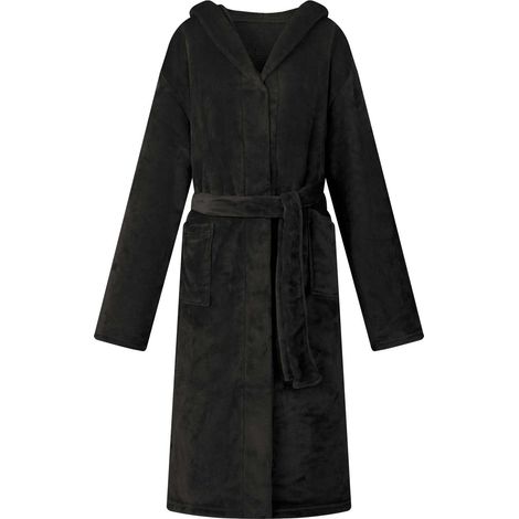 Bata con Capucha Negro xl Franela