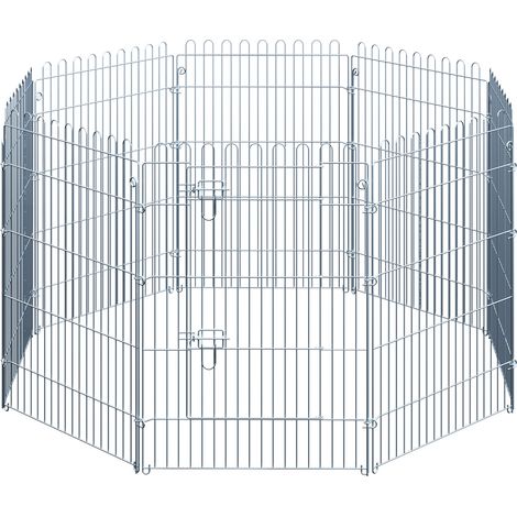 Beyamis Freilaufgehege Welpenauslauf Welpenzaun Laufgehege Welpengitter für Tiere 8-teilig B63 x H91 cm