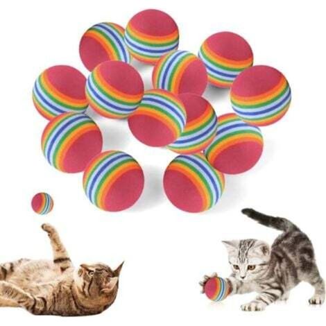 24 palline colorate arcobaleno per gatti, giocattolo per interni, piccole palline in schiuma, giocattolo interattivo per sport, caccia, addestramento, esercizio e divertimento per animali domestici, 3