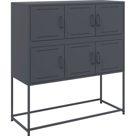 Credenza cassettiera armadio contenitore organizer cucina soggiorno soggiorno 100,5 x 39 x 107 cm acciaio antracite 020029683