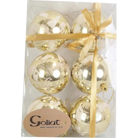 Set di 6 palline di plastica da 8 cm con decorazioni (1/2)