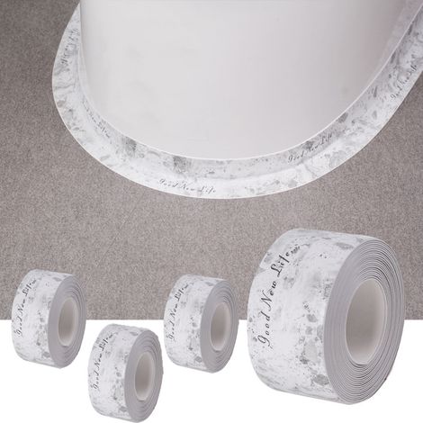 Lot de 4 rubans adhésifs pour joints de toilettes, motif imitation marbre, 3,8 cm x 320 cm (1/5)