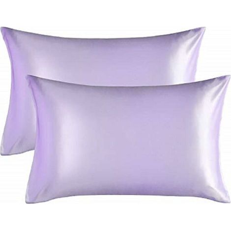 2 taies d'oreiller en satin 50 x 75 cm (violet clair)-Fei Yu
