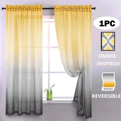 Voile - Rideau Transparent Pour Porte Ou Fenêtre - Dégradé De Couleurs - Panneau Unique - Pour Décoration Intérieure Moderne (1/5)