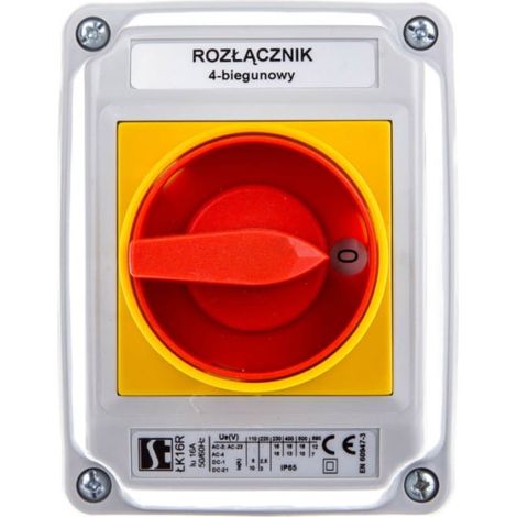 Interruttore a camme 0-1 4P 16A in alloggiamento ŁK16R-2.8210OB2ZC