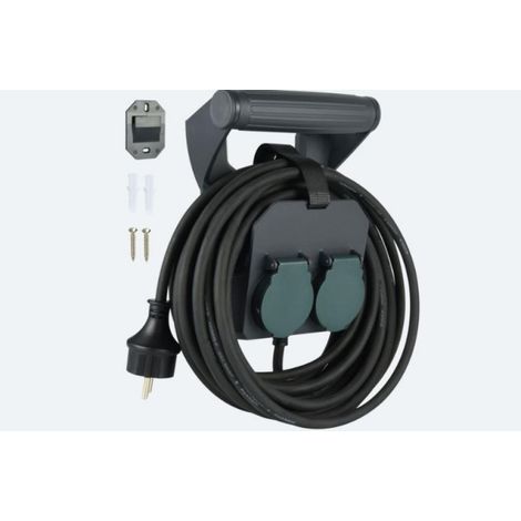 Verlängerung mit halter electraline 01676-2 schuko-10metre steckdosen ip44