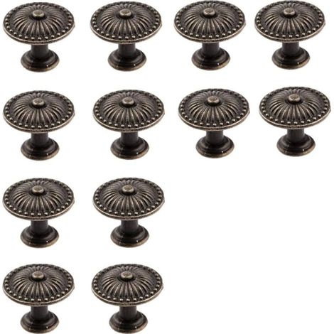 12 tiradores de bronce estilo vintage para tocadores, cajones, muebles y puertas de armarios de cocina con tornillos. (1/5)