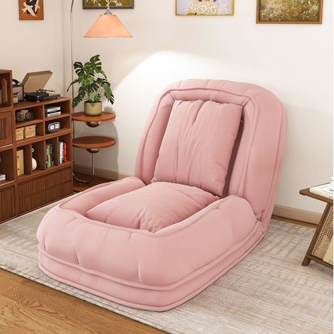 Divano letto pieghevole ergonomico a 5 posizioni, 2 cuscini, rosa HAVRYA (1/5)