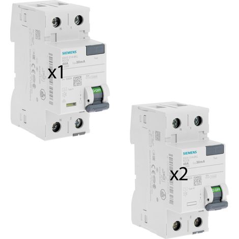 SIEMENS Lot de 3 interrupteurs différentiels 30 mA – 40A Type A + 40A Type AC – CE / NF (1/5)