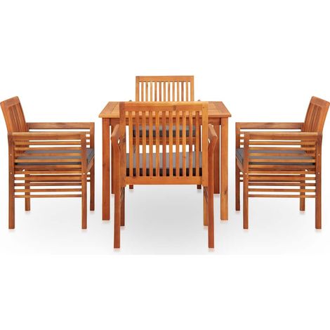 Maison Exclusive - Set da Pranzo da Giardino 5 pz con Cuscini Massello di Acacia (1/5)