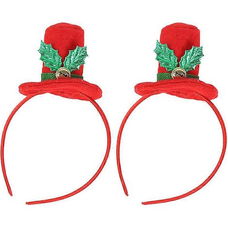 Lot de 2 serre-têtes à cheveux sur le thème de Noël, en forme de chapeau, accessoire de coiffure créatif pour les fêtes.-12X20cm