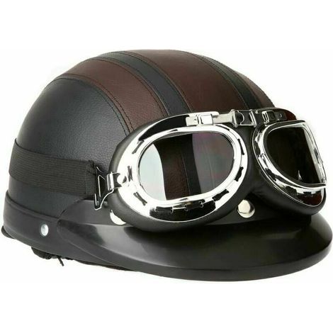[JAMAIS UTILISÉ]Casque de Moto Style Rétro Vintage pour Vespa, Coupe-Vent avec Visière UV et Lunettes, Convient pour un Tour de Tête de 54 à 60 cm. (1/4)