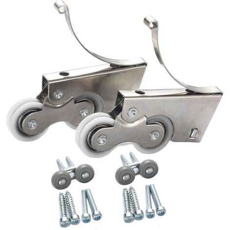Poulie silencieuse en acier inoxydable/alliage de titane deux roulettes pour porte de garde-robe coulissante (2pair) (1/5)