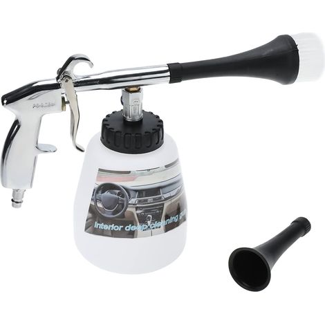 Lntyq Pistolet de nettoyage intérieur de voiture Pistolet à air comprimé Pistolet pulvérisateur avec bouteille en mousse et brosse