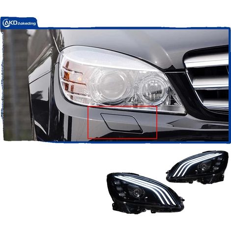 Ensemble de phares, compatible avec Mercedes-Benz W204 2007-2011, construction durable, lentille de projecteur à faisceau élevé Angel Eye, L'original est le xénon (1/2)
