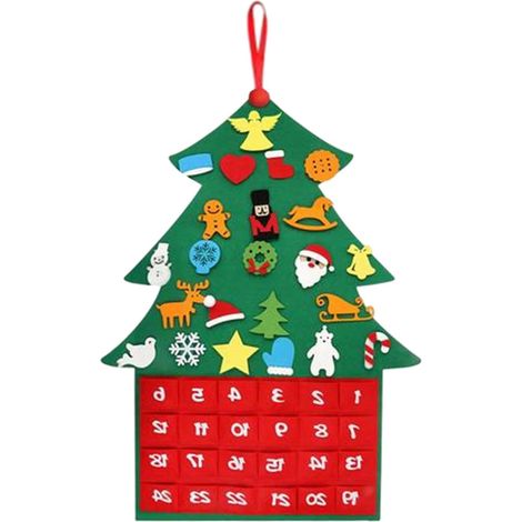 Calendario dell'Avvento, decorazioni da scrivania in feltro con 24 tasche (1/5)