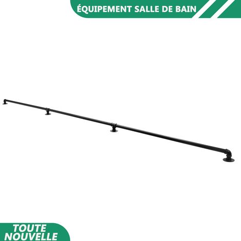 3.66m / 12ft escalier barres de main galvanisé barre de tuyau industriel barre d'escalier de tuyau intérieur monté au mur noir (1/5)