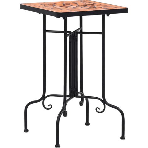 Elegante tavolo da bistrot a mosaico da esterno giardino terrazza 35 x 35 x 56 cm in ceramica terracotta 020045924