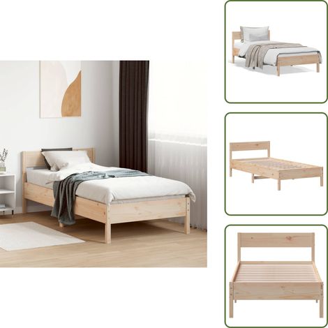 Cadre de lit sans matelas 75x190 cm bois de pin massif - Cadre De Lit - Lit Double - Bois Massif - Lit En Bois - Chambre À Coucher (1/5)