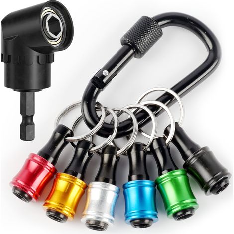 Embouts de tournevis à tige hexagonale de 1/4 pouce en alliage d'aluminium, barre d'extension, adaptateur de vis de forage, porte-clés de changement portable (couleur 6 pièces avec (1/5)
