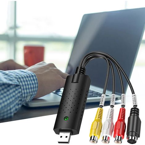 Convertisseur audio/vidéo/Carte d'acquisition/USB vers RCA/Adaptateur VHS numérique/Magnétoscope/DVD/CD/Caméscope/Adaptateur vidéo/Convertisseur/Éditeur vidéo/Enregistreur Windows (1/3)