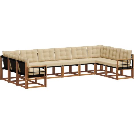Ensemble de canapés d'extérieur 10 pcs Salon de jardin Naturel et Beige (1/5)