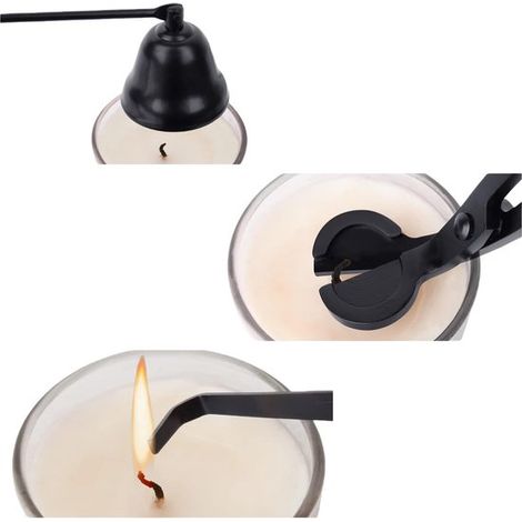 juego (4 piezas): Apagavelas，ganchos para mechas，pantallas para velas y bandeja. Apto para velas aromáticas de uso doméstico. Color: Negro (1/3)