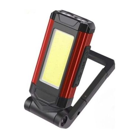 lampes de travail LED,lampe magnetique,Lampe LED rechargeable,Lampe Torche avec Étanche,Support rotatif à 360°,Avec fonction de charge, 5 modes d'éclairage,pour d'urgence, Garage et Camping-rouge (1/5)
