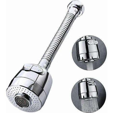 Aérateur de robinet rotatif à 360 degrés, pommeau de douche réglable à 2 modes, filtre et pulvérisateur pour cuisine et salle de bain (1/5)